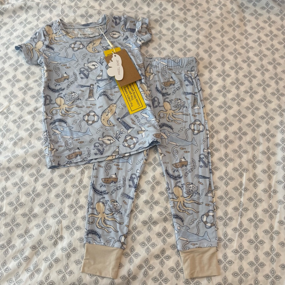 NWT Angel Dear Nautical Loungewear Set size 18-24 months